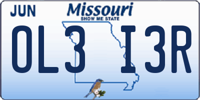 MO license plate OL3I3R