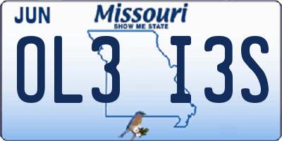MO license plate OL3I3S