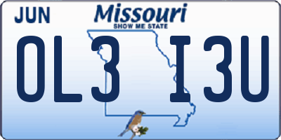 MO license plate OL3I3U