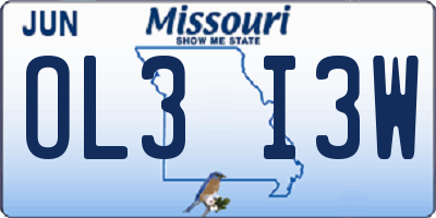 MO license plate OL3I3W