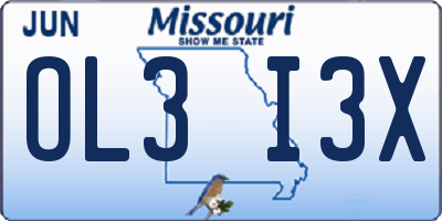 MO license plate OL3I3X