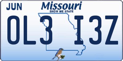 MO license plate OL3I3Z