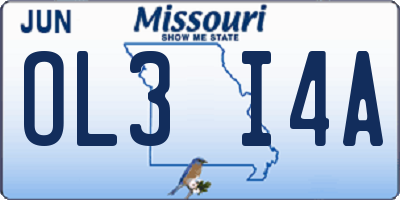 MO license plate OL3I4A