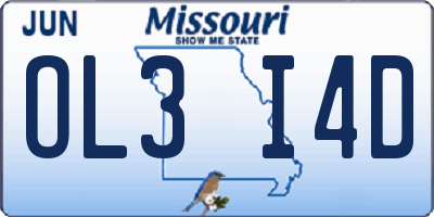 MO license plate OL3I4D