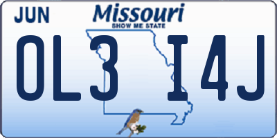 MO license plate OL3I4J