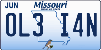 MO license plate OL3I4N