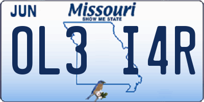 MO license plate OL3I4R