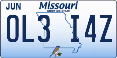 MO license plate OL3I4Z
