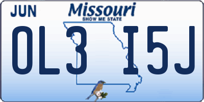 MO license plate OL3I5J