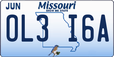 MO license plate OL3I6A
