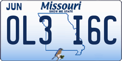 MO license plate OL3I6C