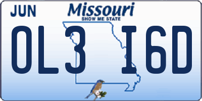 MO license plate OL3I6D