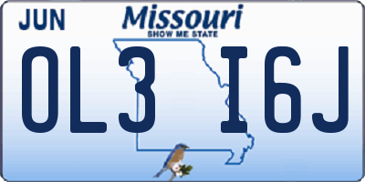 MO license plate OL3I6J