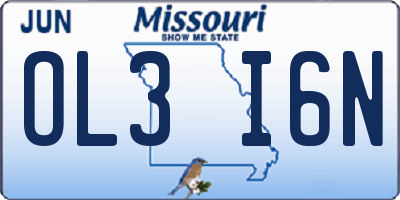 MO license plate OL3I6N