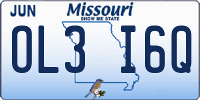 MO license plate OL3I6Q