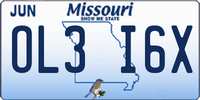 MO license plate OL3I6X