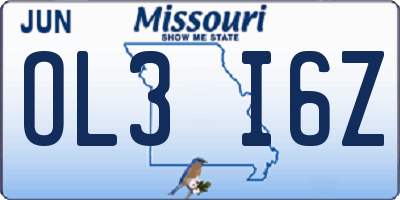 MO license plate OL3I6Z
