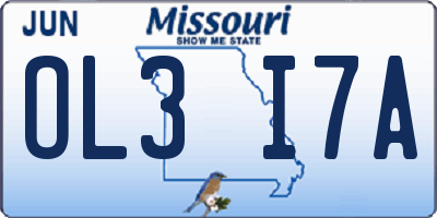 MO license plate OL3I7A