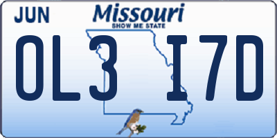 MO license plate OL3I7D