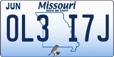 MO license plate OL3I7J