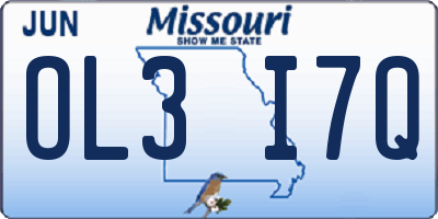MO license plate OL3I7Q