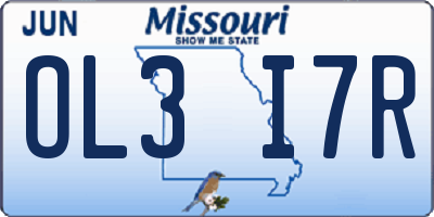 MO license plate OL3I7R