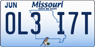 MO license plate OL3I7T