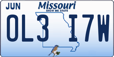 MO license plate OL3I7W