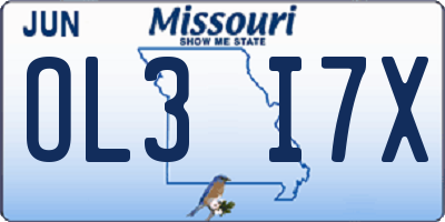 MO license plate OL3I7X