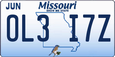 MO license plate OL3I7Z