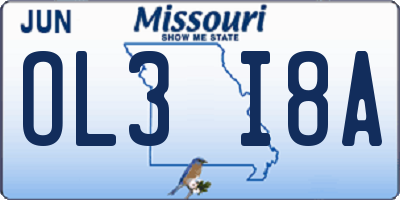 MO license plate OL3I8A