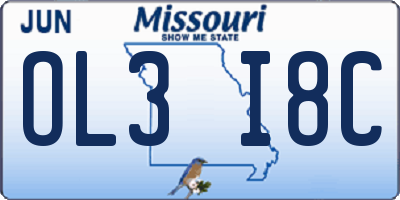 MO license plate OL3I8C