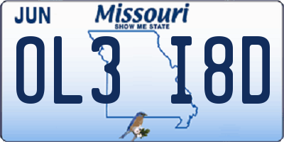 MO license plate OL3I8D