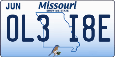 MO license plate OL3I8E