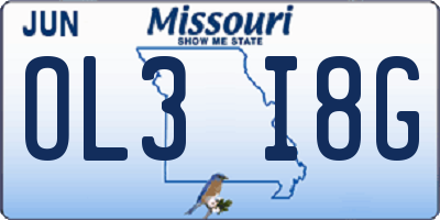 MO license plate OL3I8G
