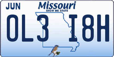 MO license plate OL3I8H