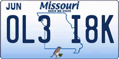 MO license plate OL3I8K