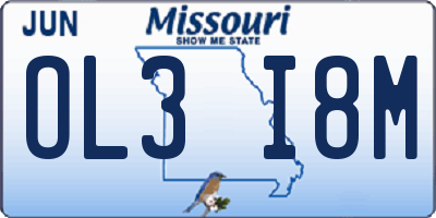MO license plate OL3I8M