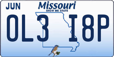 MO license plate OL3I8P