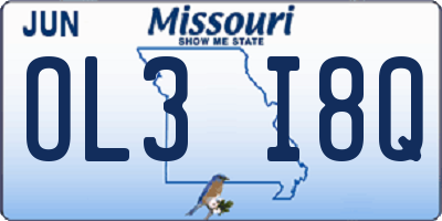 MO license plate OL3I8Q