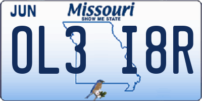 MO license plate OL3I8R