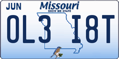 MO license plate OL3I8T