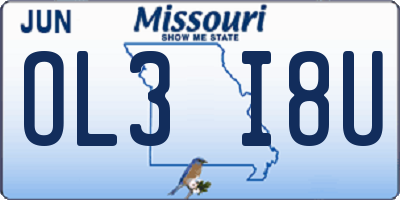 MO license plate OL3I8U