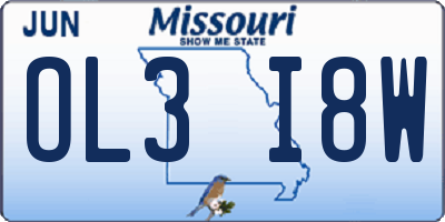 MO license plate OL3I8W