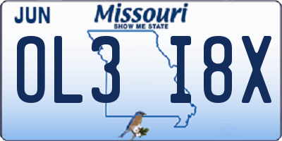 MO license plate OL3I8X