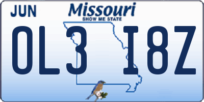 MO license plate OL3I8Z