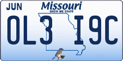 MO license plate OL3I9C