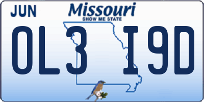 MO license plate OL3I9D