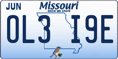 MO license plate OL3I9E