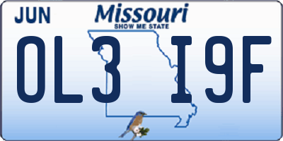 MO license plate OL3I9F